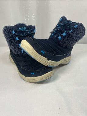 Ryka Addison Womens Blue Faux Fur Winter Water Resistant Snow Boots Size 9.5